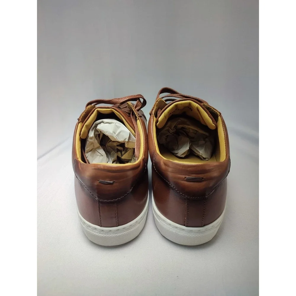 To Boot New York Brendan Cognac Brown Leather Low Top Sneaker Mens US 8